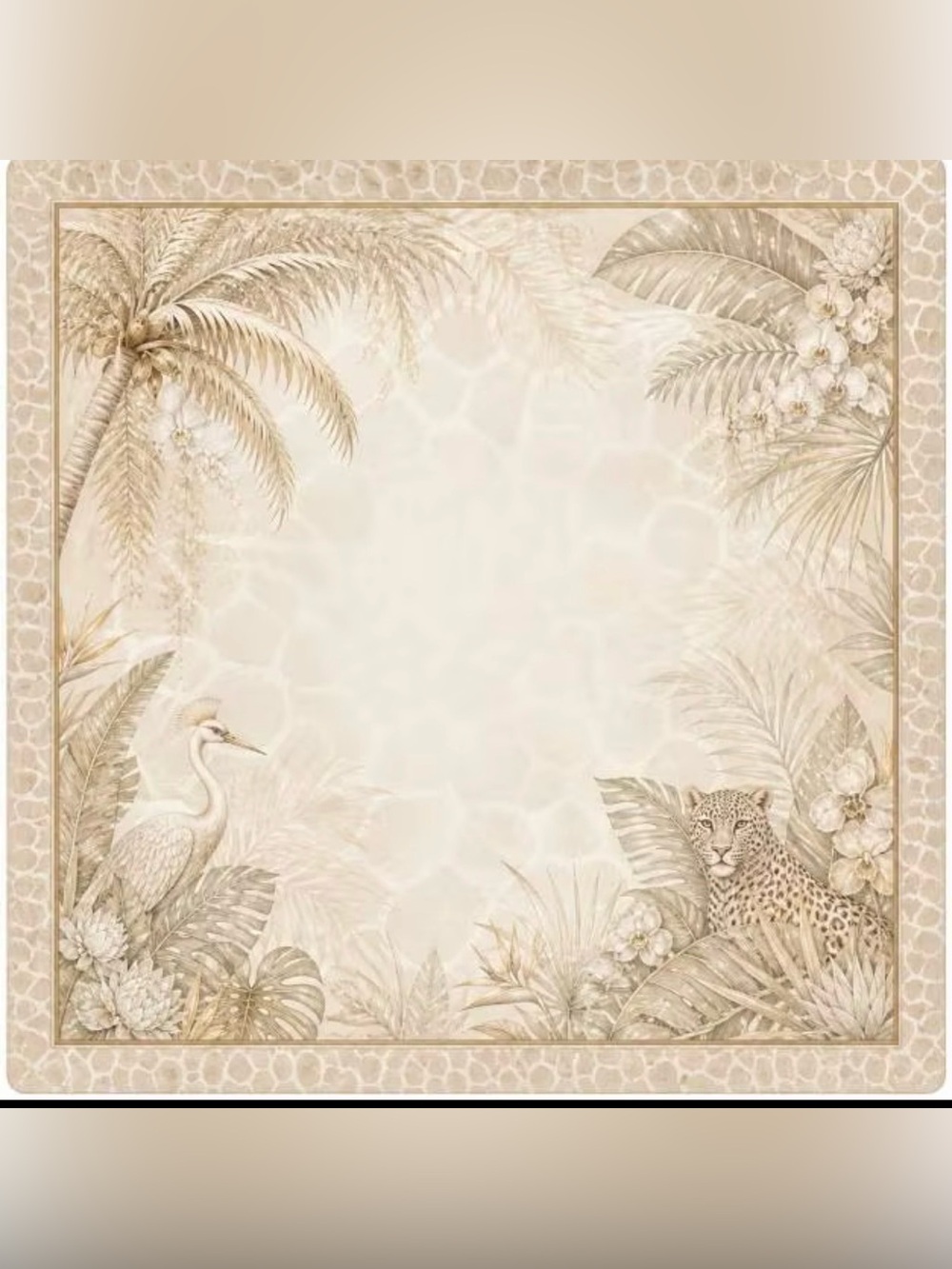 Mahjong Mat Neutral Tropical Jungle Wall - Elegant Beige Palm & Leopard Design